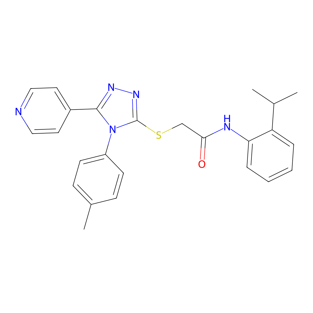 N-(2-Isopropylphenyl)-2-((4-(4-methylphenyl)-5-(4-pyridinyl)-4H-1,2,4-triazol-3-YL)sulfanyl)acetamide molecular structure, CAS 477318-75-5