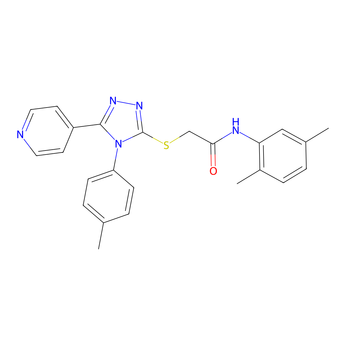 N-(2,5-Dimethylphenyl)-2-{[4-(4-methylphenyl)-5-(4-pyridinyl)-4H-1,2,4-triazol-3-YL]sulfanyl}acetamide molecular structure, CAS 477318-78-8