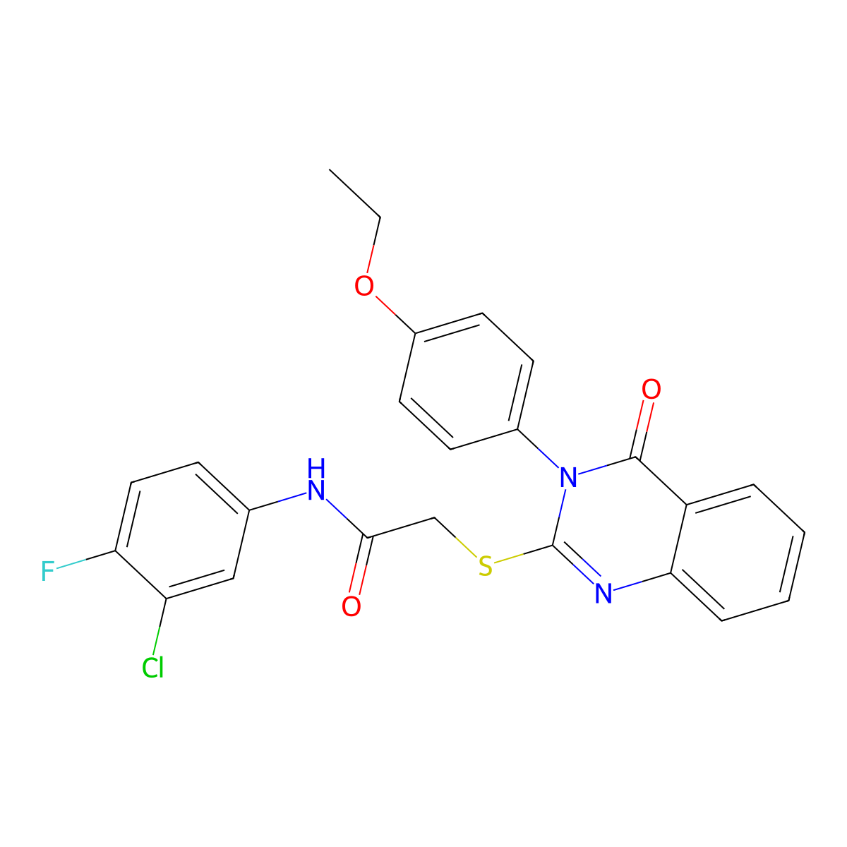 N-(3-Chloro-4-fluorophenyl)-2-{[3-(4-ethoxyphenyl)-4-oxo-3,4-dihydro-2-quinazolinyl]sulfanyl}acetamide molecular structure, CAS 477318-85-7