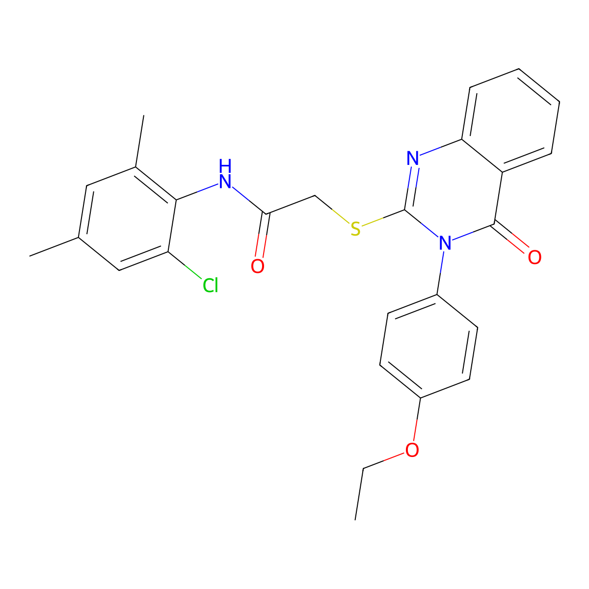 N-(2-Chloro-4,6-dimethylphenyl)-2-((3-(4-ethoxyphenyl)-4-oxo-3,4-dihydro-2-quinazolinyl)sulfanyl)acetamide molecular structure, CAS 477318-90-4