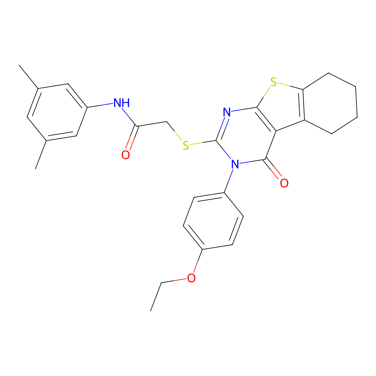 N-(3,5-Dimethylphenyl)-2-((3-(4-ethoxyphenyl)-4-oxo-3,4,5,6,7,8-hexahydro(1)benzothieno(2,3-D)pyrimidin-2-YL)sulfanyl)acetamide molecular structure, CAS 477318-97-1