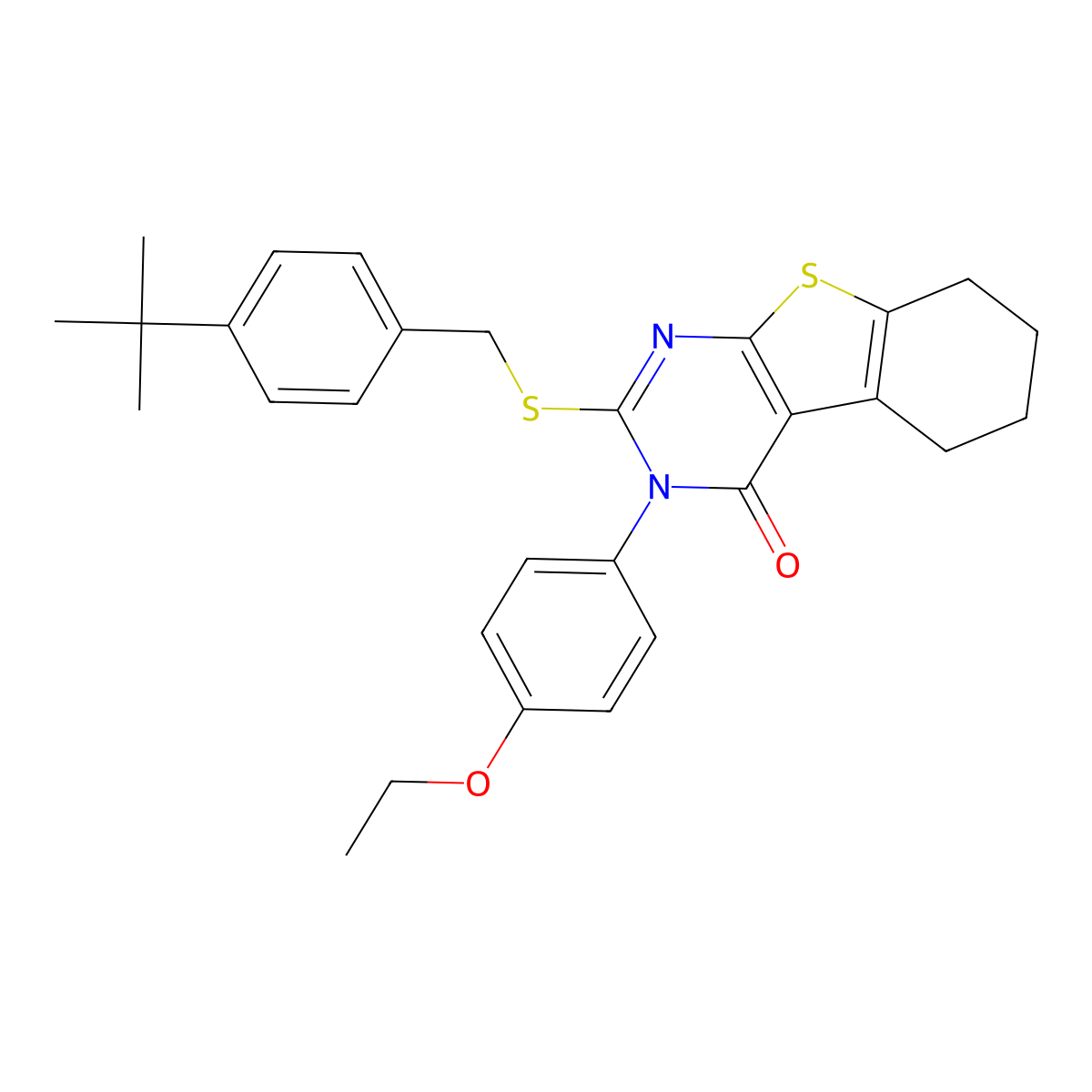 2-[(4-Tert-butylbenzyl)sulfanyl]-3-(4-ethoxyphenyl)-5,6,7,8-tetrahydro[1]benzothieno[2,3-D]pyrimidin-4(3H)-one molecular structure, CAS 477318-98-2