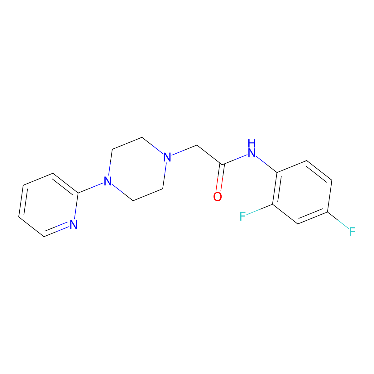 N-(2,4-Difluorophenyl)-4-(2-pyridinyl)-1-piperazineacetamide molecular structure, CAS 477320-15-3
