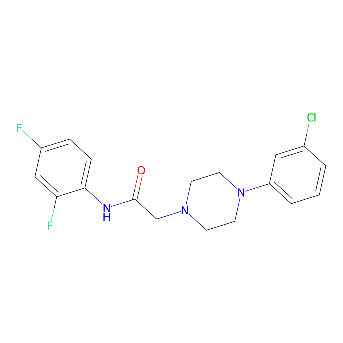 2-(4-(3-Chlorophenyl)-1-piperazinyl)-N-(2,4-difluorophenyl)acetamide molecular structure, CAS 477320-17-5