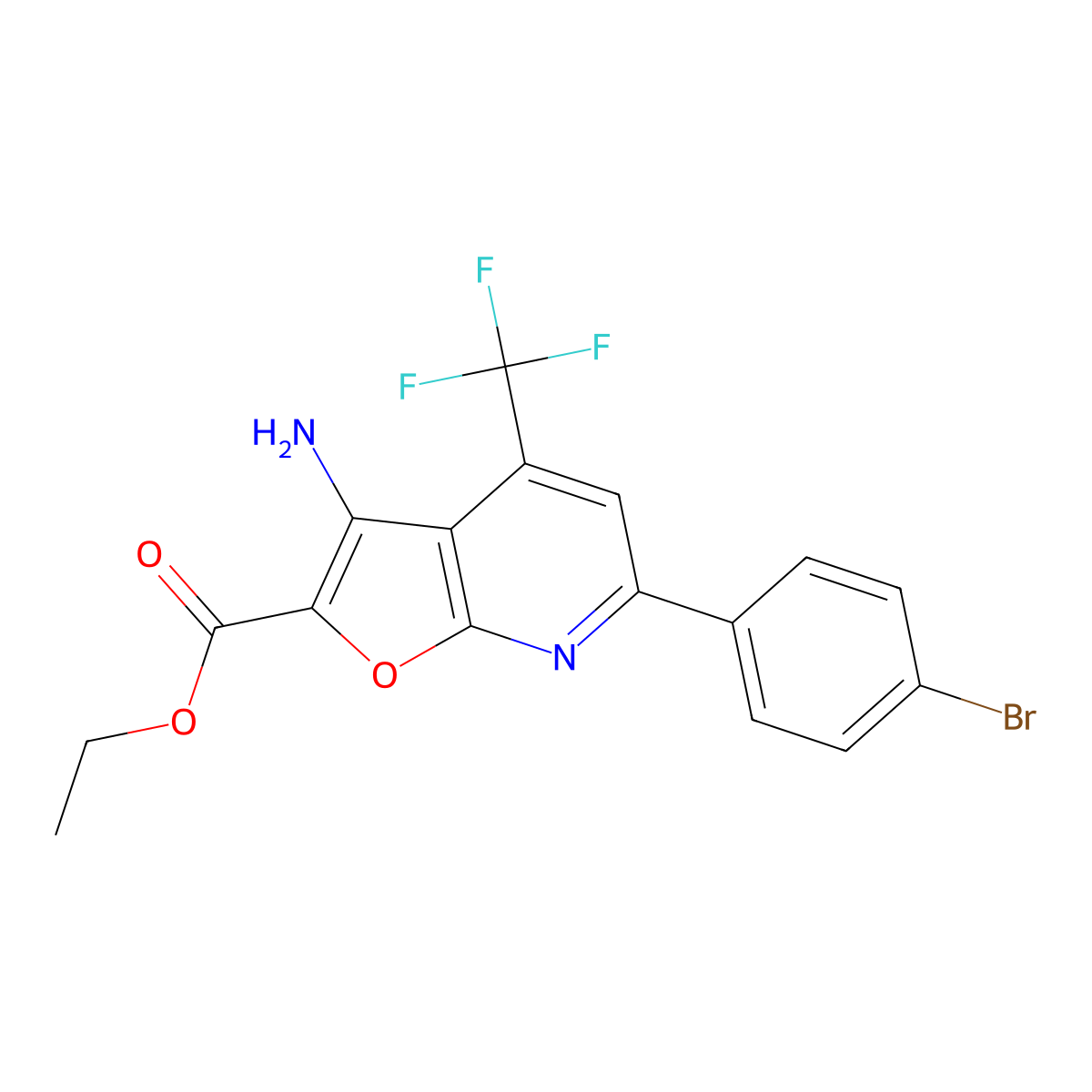 ET 3-Amino-6-(4-BR-phenyl)-4-(trifluoromethyl)furo(2,3-B)pyridine-2-carboxylate molecular structure, CAS 477320-34-6