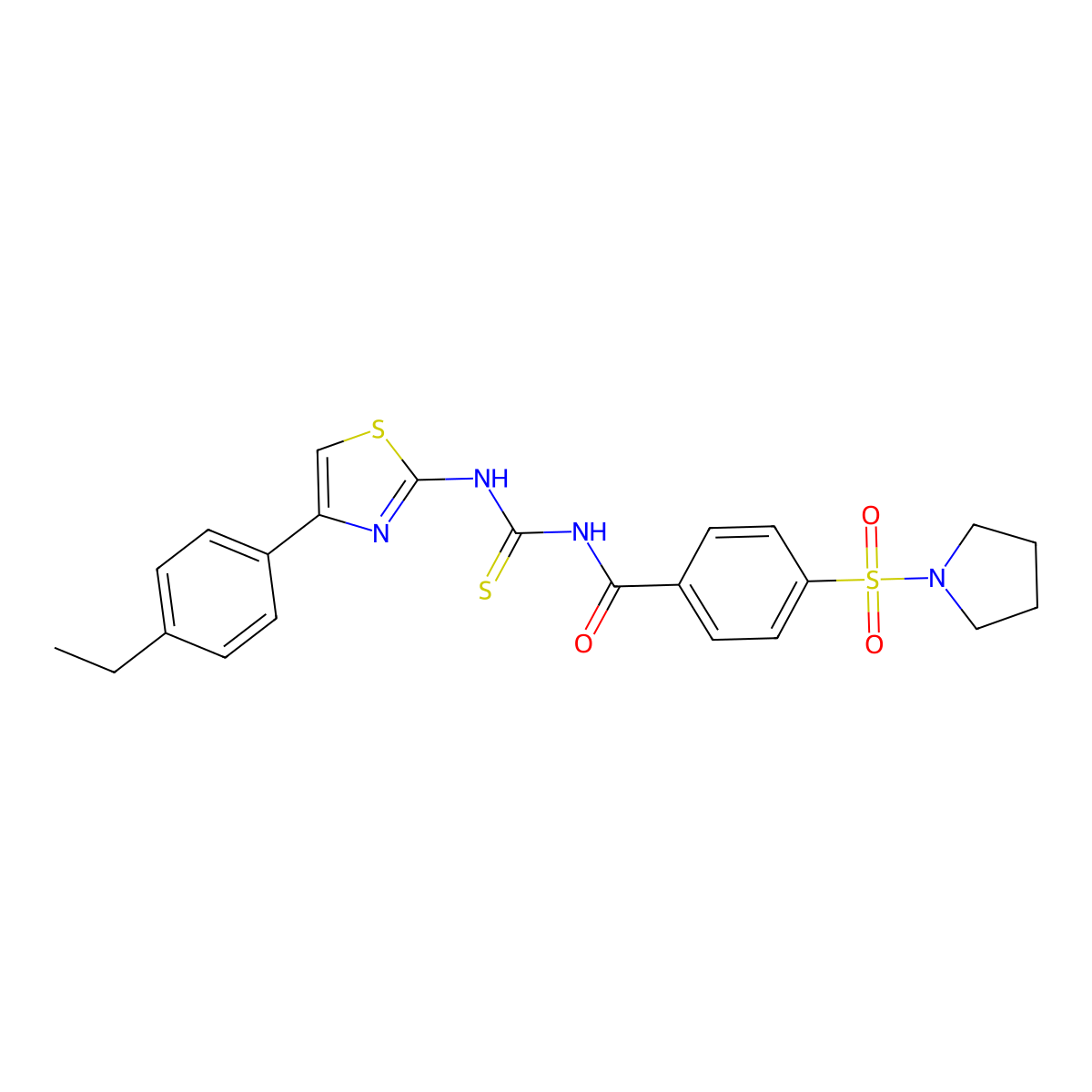 N-((4-(4-ethylphenyl)thiazol-2-yl)carbamothioyl)-4-(pyrrolidin-1-ylsulfonyl)benzamide molecular structure, CAS 477323-65-2