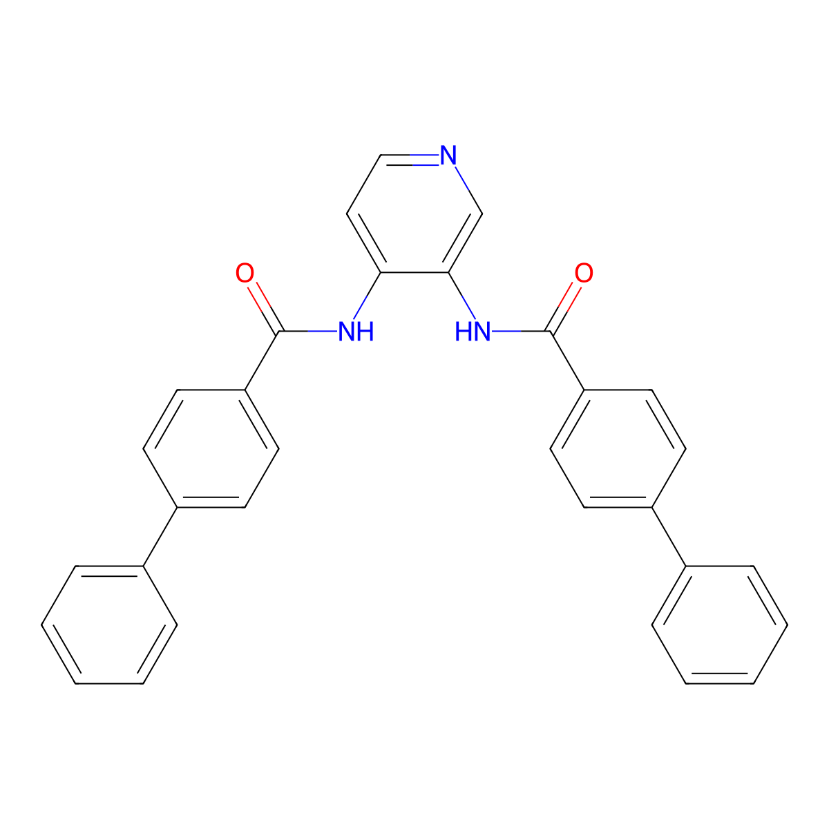 N,N'-(pyridine-3,4-diyl)bis(([1,1'-biphenyl]-4-carboxamide)) molecular structure, CAS 477325-05-6