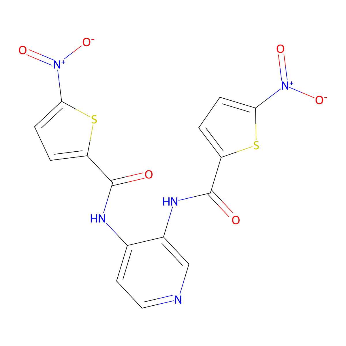 5-nitro-N-[3-[(5-nitrothiophene-2-carbonyl)amino]pyridin-4-yl]thiophene-2-carboxamide molecular structure, CAS 477325-26-1