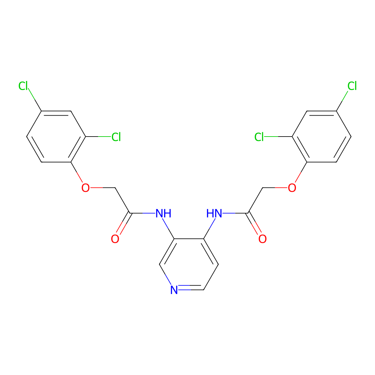 2-(2,4-dichlorophenoxy)-N-[3-[[2-(2,4-dichlorophenoxy)acetyl]amino]pyridin-4-yl]acetamide molecular structure, CAS 477325-52-3
