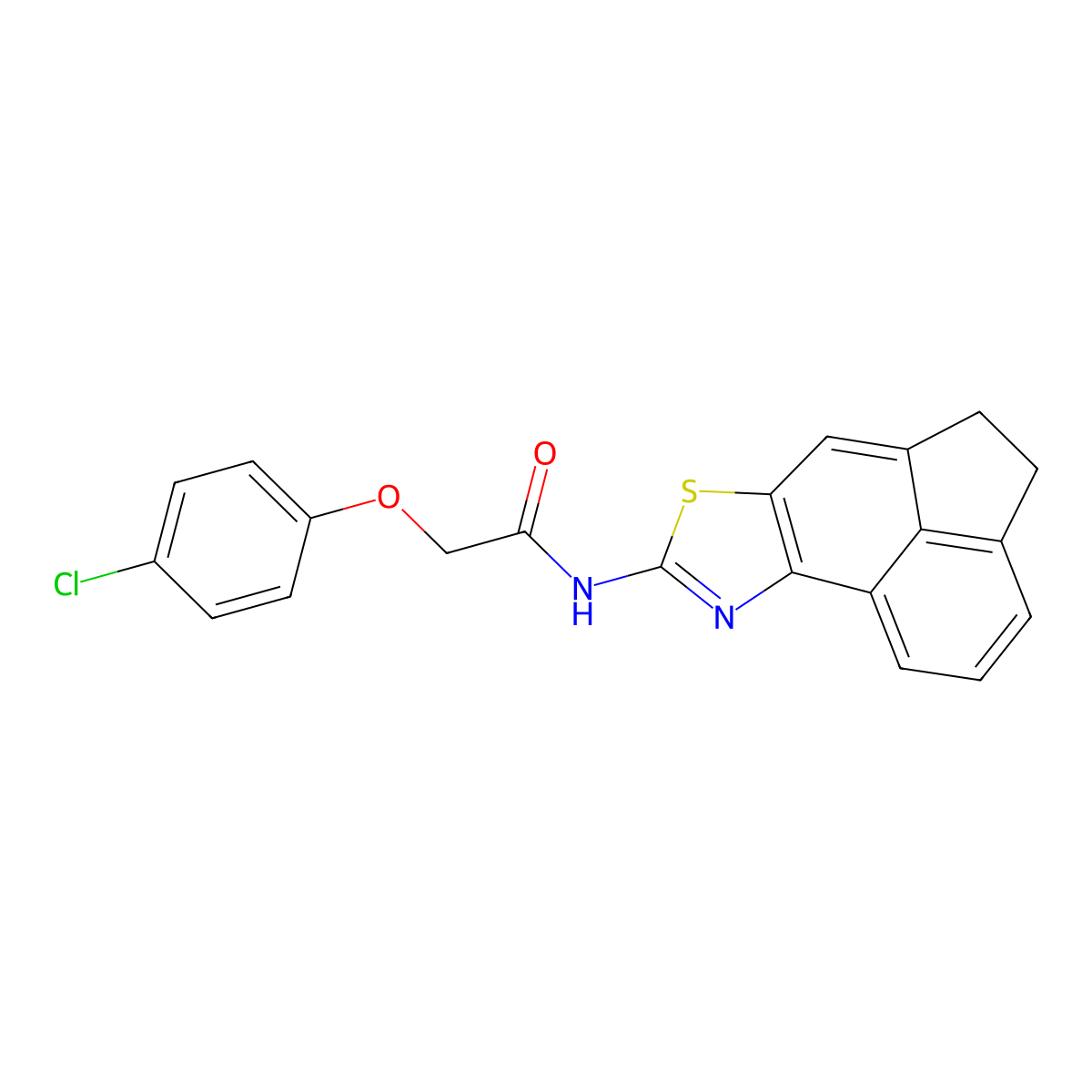 2-(4-chlorophenoxy)-N-{5-thia-3-azatetracyclo[6.6.1.0^{2,6}.0^{11,15}]pentadeca-1(15),2(6),3,7,11,13-hexaen-4-yl}acetamide molecular structure, CAS 477326-00-4