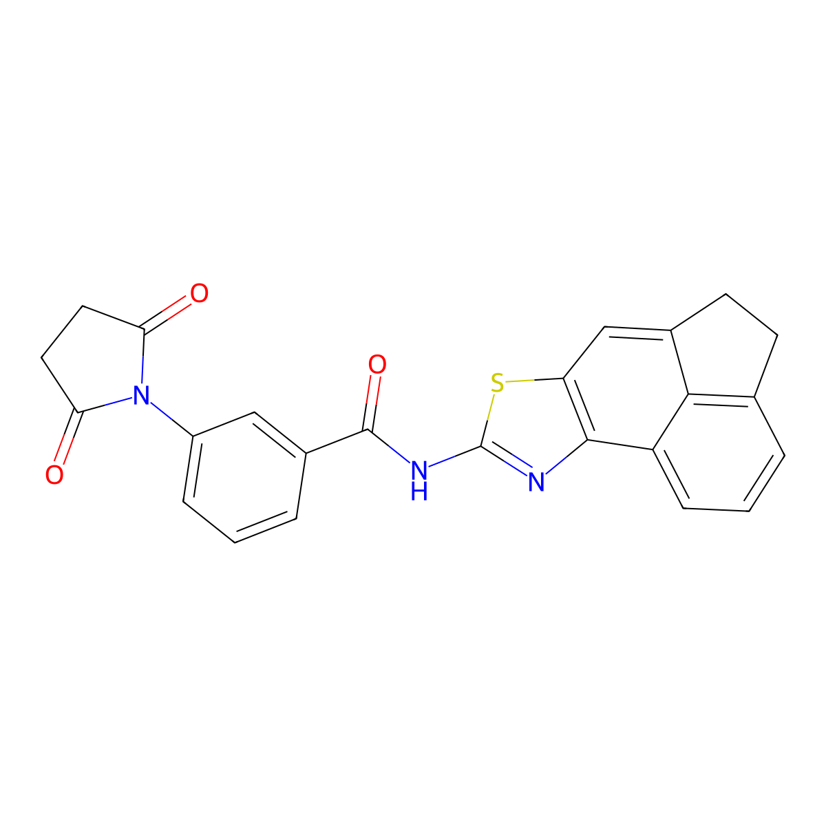 3-(2,5-dioxopyrrolidin-1-yl)-N-{5-thia-3-azatetracyclo[6.6.1.0^{2,6}.0^{11,15}]pentadeca-1(15),2(6),3,7,11,13-hexaen-4-yl}benzamide molecular structure, CAS 477326-10-6