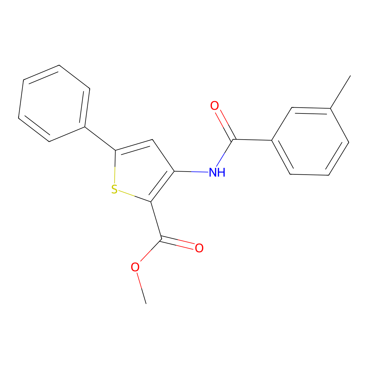 Methyl 3-(3-methylbenzamido)-5-phenylthiophene-2-carboxylate molecular structure, CAS 477326-19-5