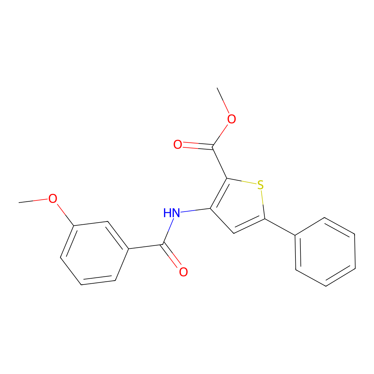 Methyl 3-(3-methoxybenzamido)-5-phenylthiophene-2-carboxylate molecular structure, CAS 477326-32-2