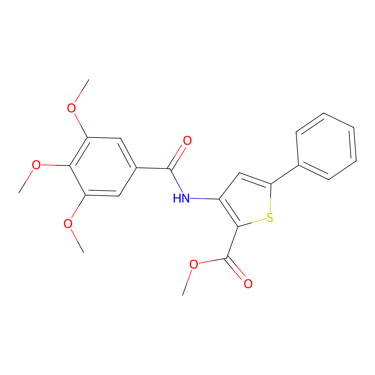Methyl 5-phenyl-3-(3,4,5-trimethoxybenzamido)thiophene-2-carboxylate molecular structure, CAS 477326-37-7