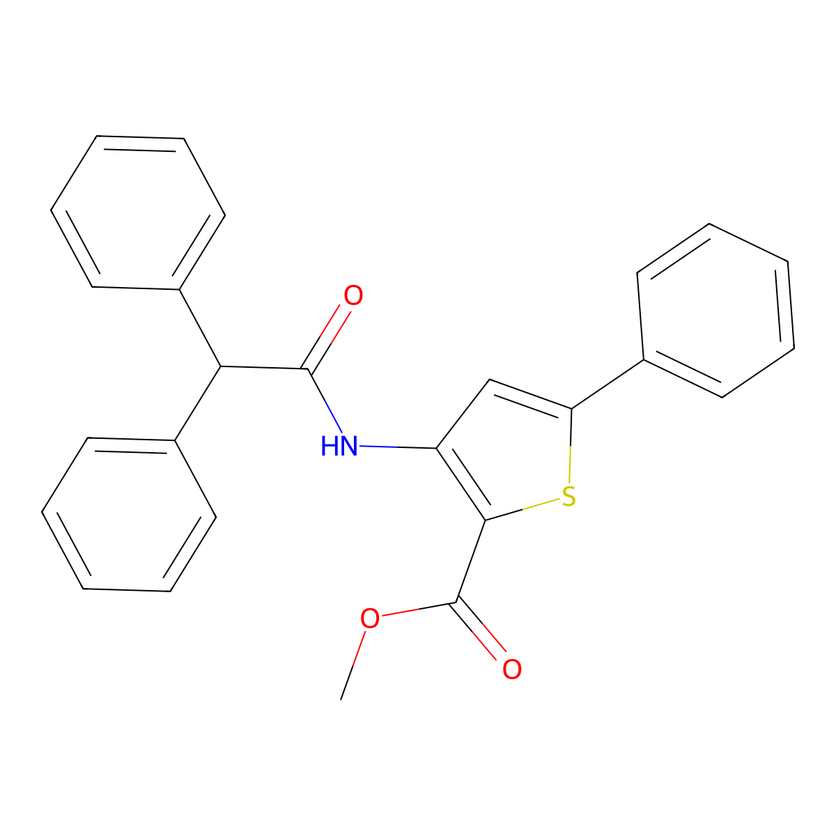 Methyl 3-(2,2-diphenylacetamido)-5-phenylthiophene-2-carboxylate molecular structure, CAS 477326-52-6