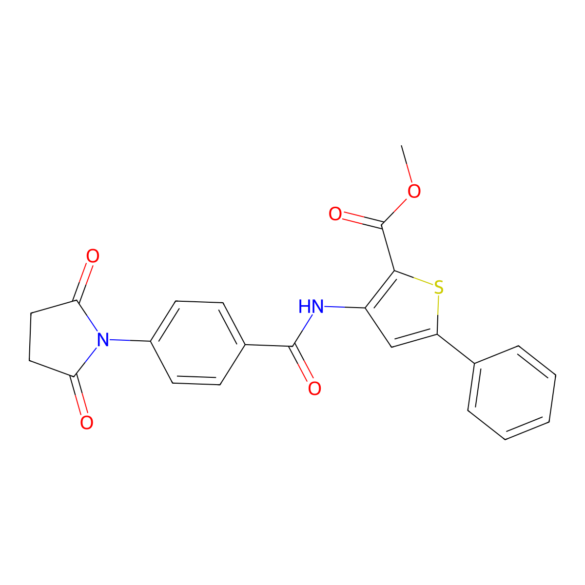 Methyl 3-[4-(2,5-dioxopyrrolidin-1-yl)benzamido]-5-phenylthiophene-2-carboxylate molecular structure, CAS 477326-56-0