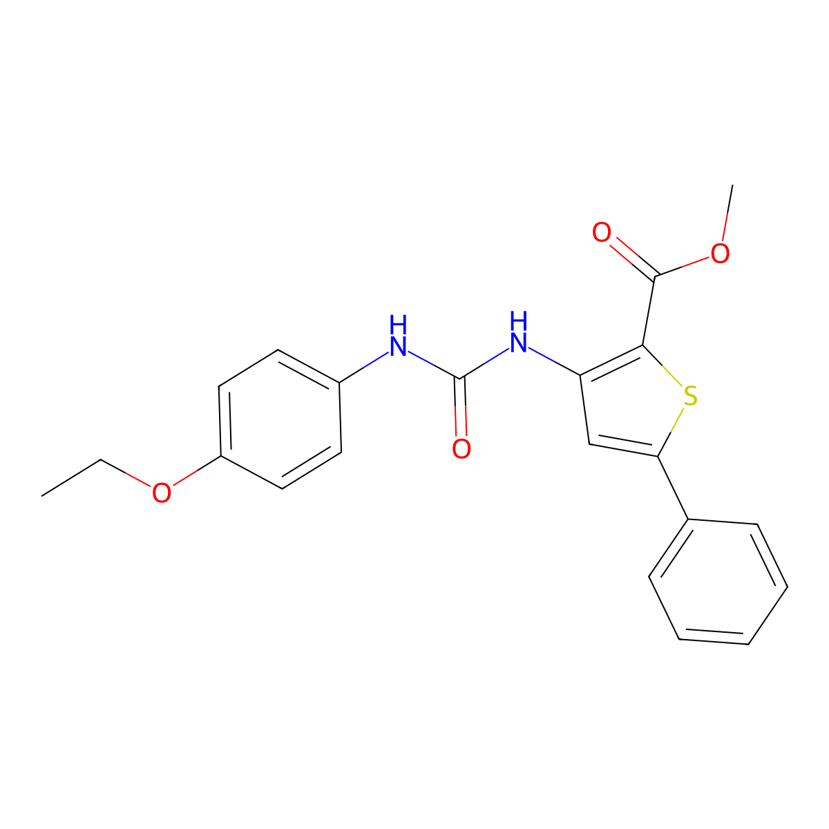 Methyl 3-[(4-ethoxyphenyl)carbamoylamino]-5-phenylthiophene-2-carboxylate molecular structure, CAS 477326-74-2