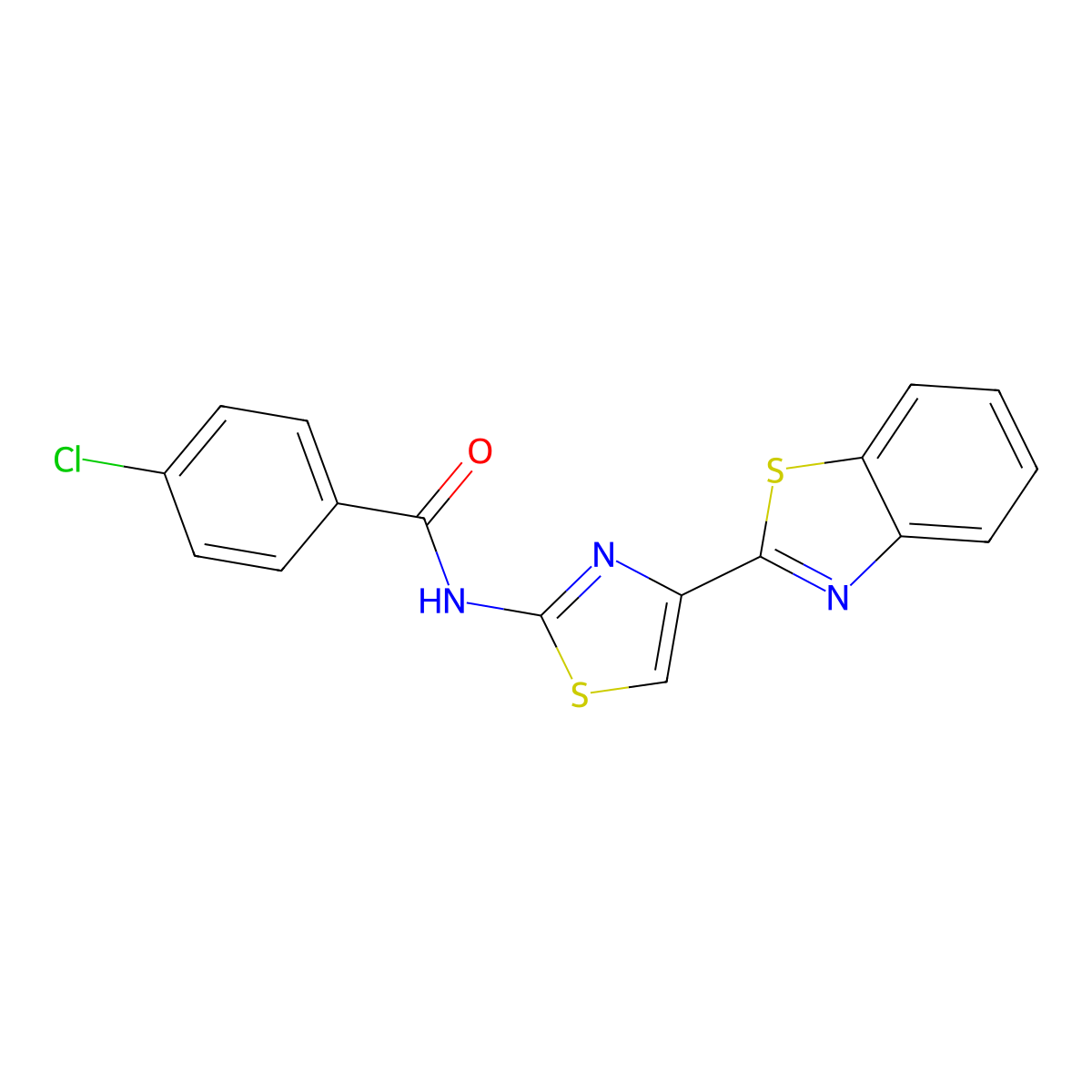 N-[4-(1,3-benzothiazol-2-yl)-1,3-thiazol-2-yl]-4-chlorobenzamide molecular structure, CAS 477326-84-4