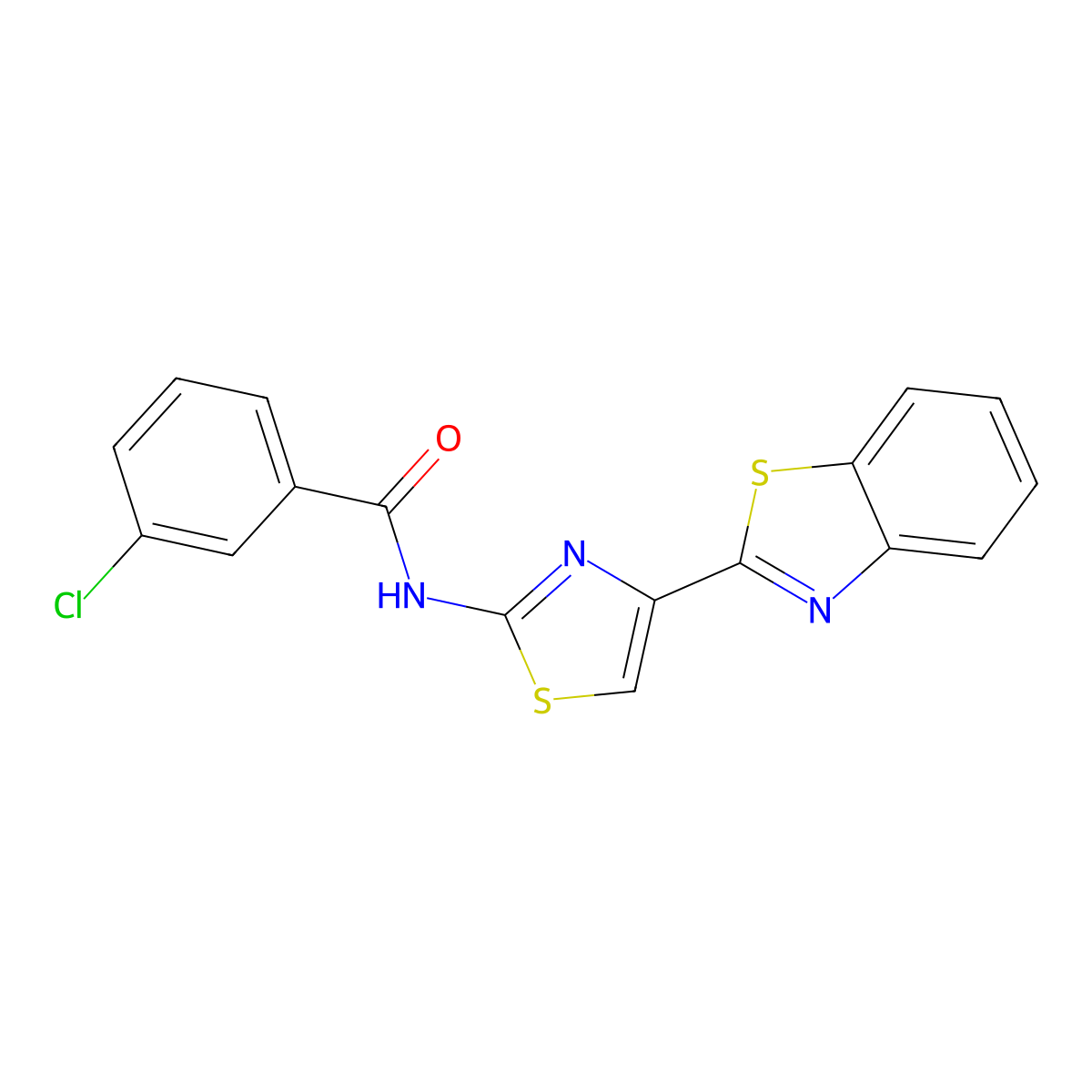 N-[4-(1,3-benzothiazol-2-yl)-1,3-thiazol-2-yl]-3-chlorobenzamide molecular structure, CAS 477326-85-5