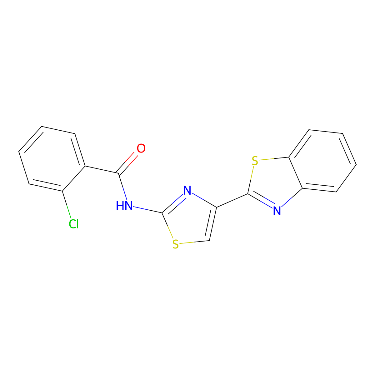 N-[4-(1,3-benzothiazol-2-yl)-1,3-thiazol-2-yl]-2-chlorobenzamide molecular structure, CAS 477326-86-6