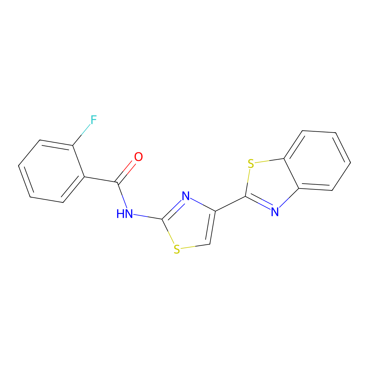 N-[4-(1,3-benzothiazol-2-yl)-1,3-thiazol-2-yl]-2-fluorobenzamide molecular structure, CAS 477326-93-5