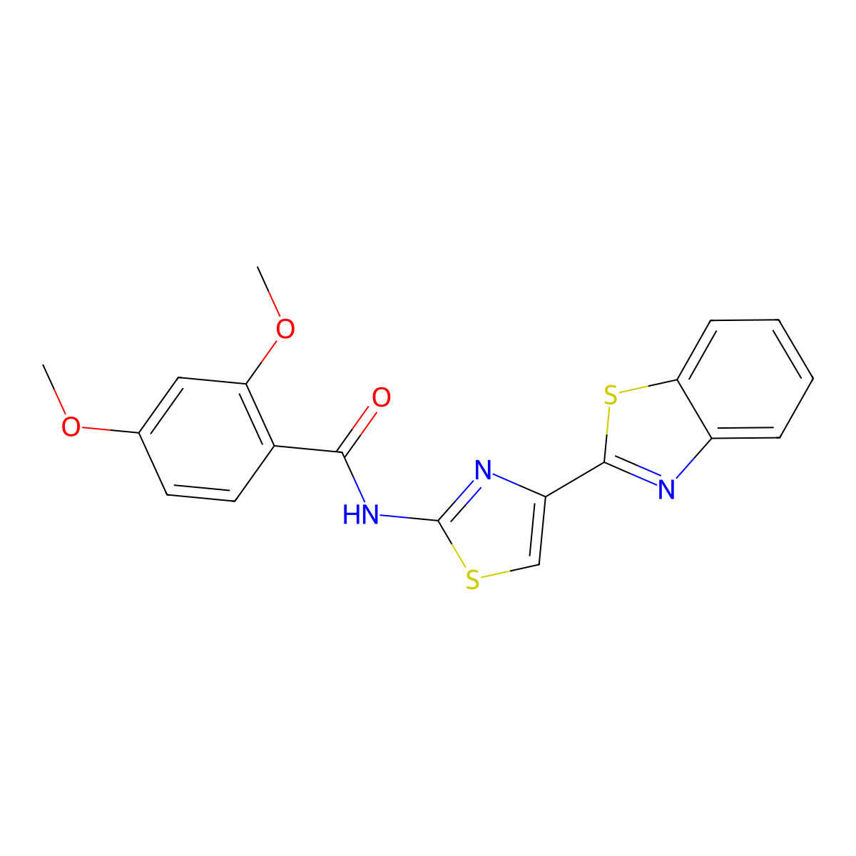 N-[4-(1,3-benzothiazol-2-yl)-1,3-thiazol-2-yl]-2,4-dimethoxybenzamide molecular structure, CAS 477327-00-7