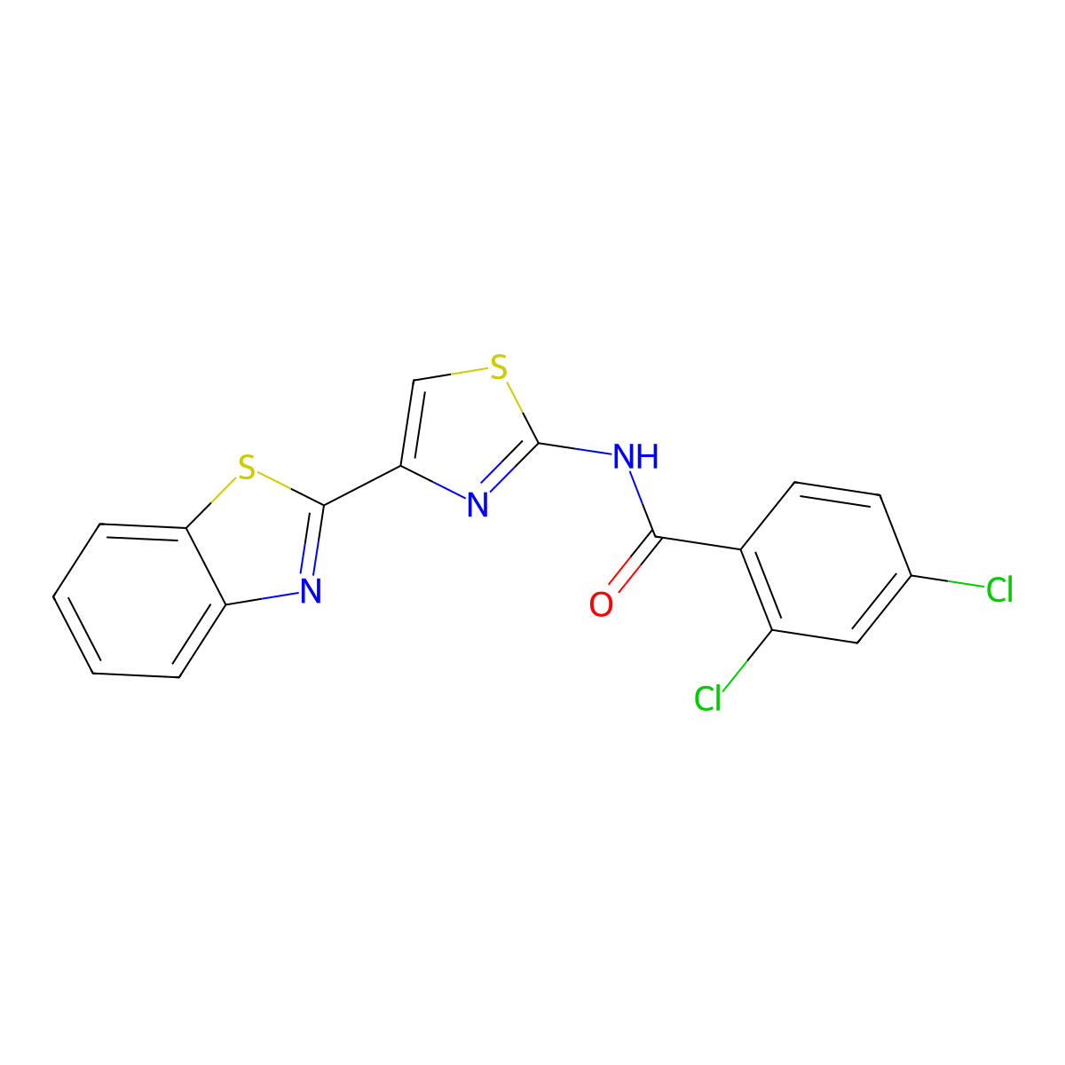 N-[4-(1,3-benzothiazol-2-yl)-1,3-thiazol-2-yl]-2,4-dichlorobenzamide molecular structure, CAS 477327-01-8