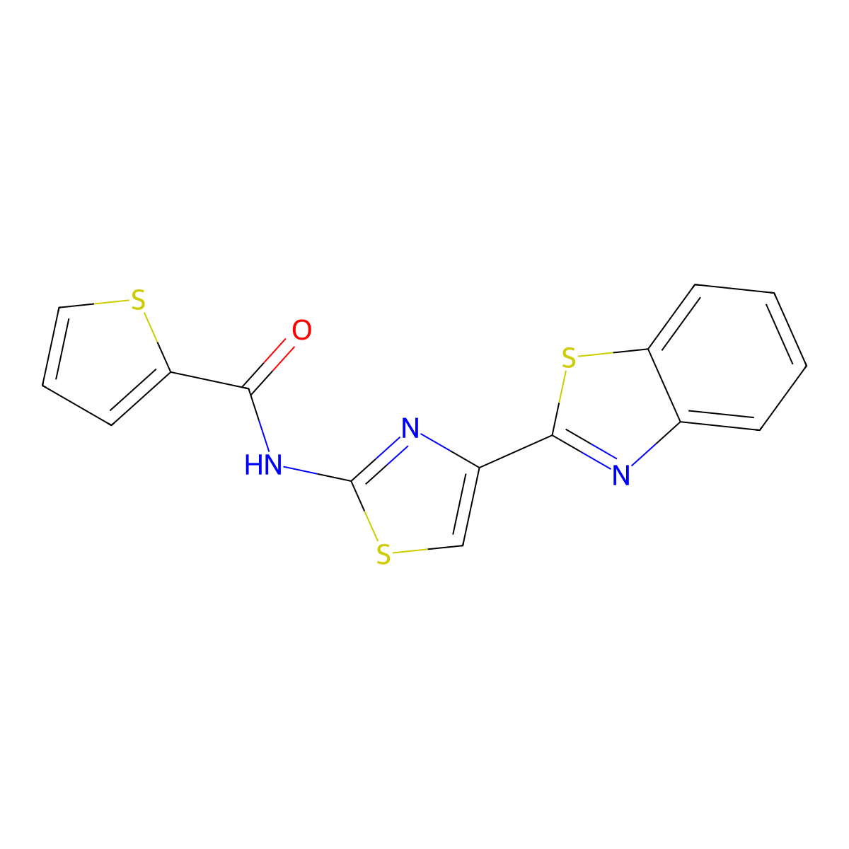 N-[4-(1,3-benzothiazol-2-yl)-1,3-thiazol-2-yl]thiophene-2-carboxamide molecular structure, CAS 477327-03-0