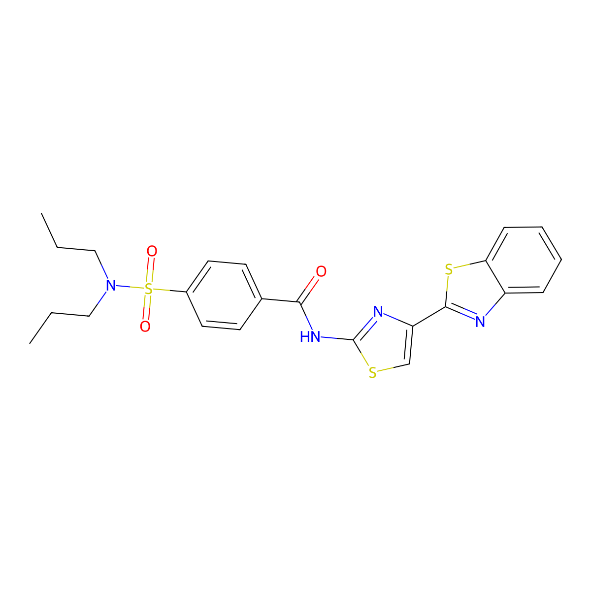 N-[4-(1,3-benzothiazol-2-yl)-1,3-thiazol-2-yl]-4-(dipropylsulfamoyl)benzamide molecular structure, CAS 477327-08-5