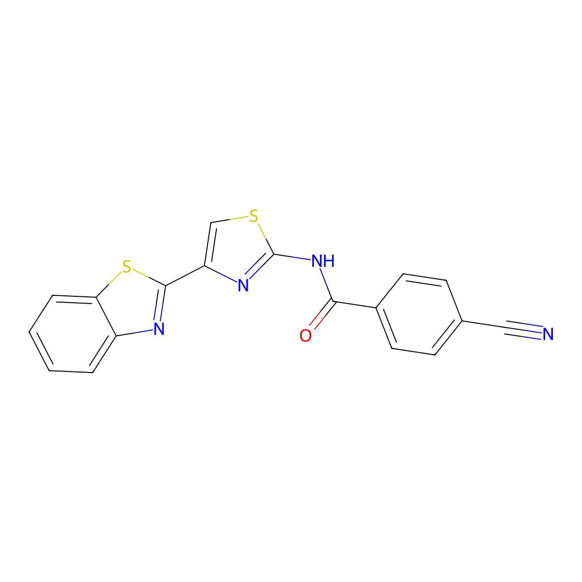N-[4-(1,3-benzothiazol-2-yl)-1,3-thiazol-2-yl]-4-cyanobenzamide molecular structure, CAS 477327-11-0