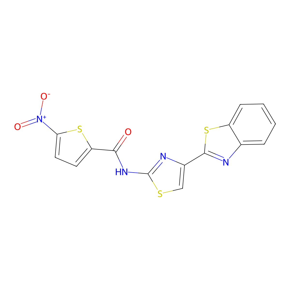 N-[4-(1,3-benzothiazol-2-yl)-1,3-thiazol-2-yl]-5-nitrothiophene-2-carboxamide molecular structure, CAS 477327-12-1
