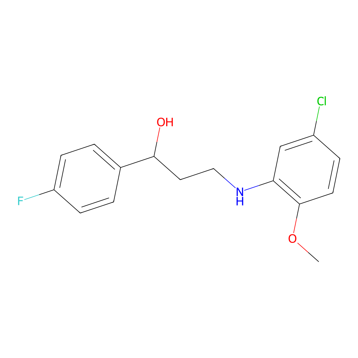 3-(5-Chloro-2-methoxyanilino)-1-(4-fluorophenyl)-1-propanol molecular structure, CAS 477328-82-8