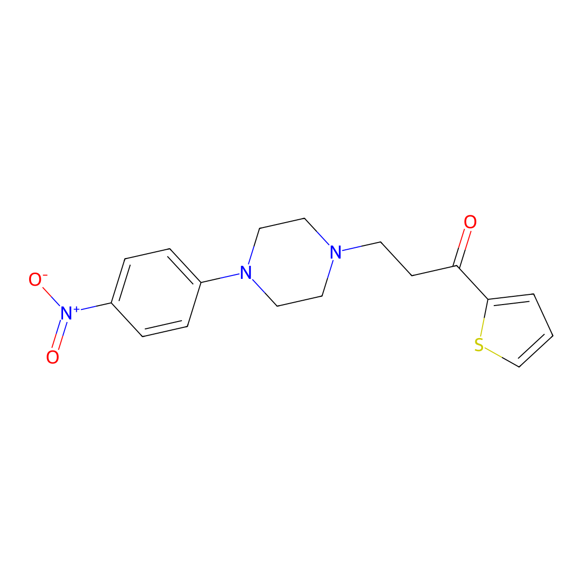 3-[4-(4-Nitrophenyl)-1-piperazinyl]-1-(2-thienyl)-1-propanone molecular structure, CAS 477328-86-2