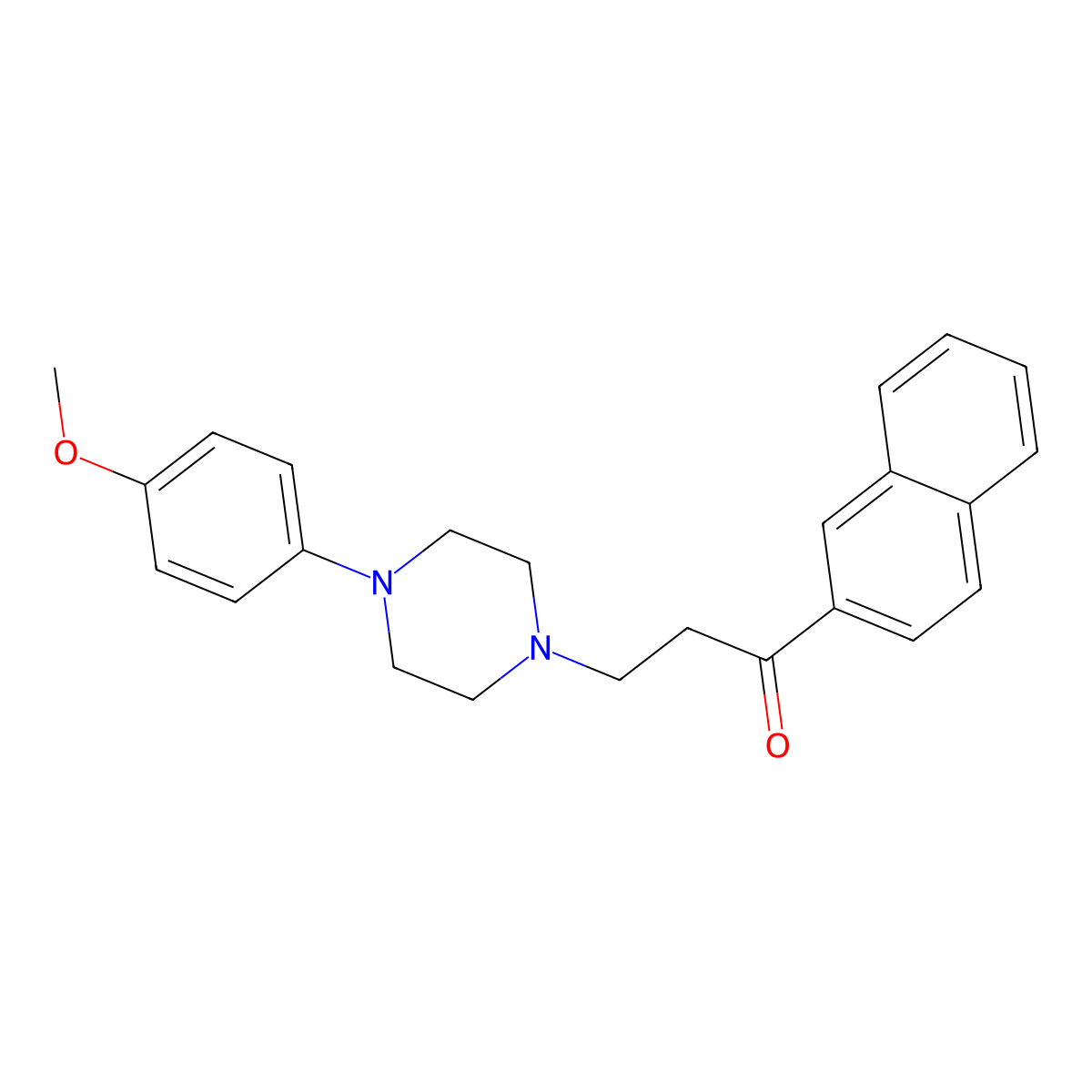 3-(4-(4-Methoxyphenyl)-1-piperazinyl)-1-(2-naphthyl)-1-propanone molecular structure, CAS 477328-87-3