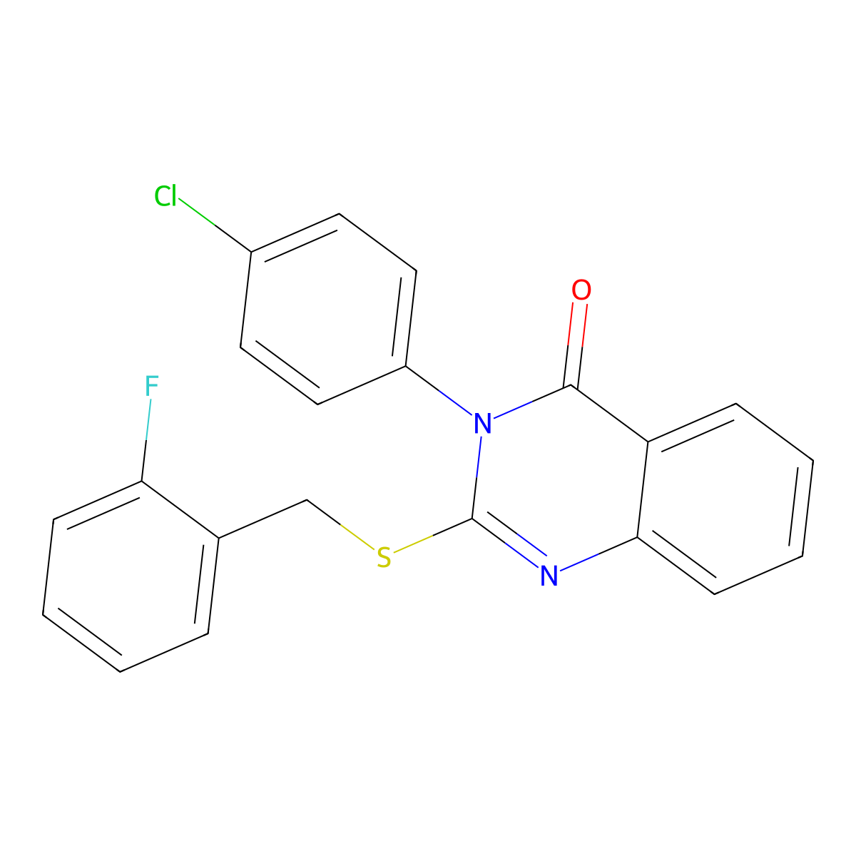 3-(4-Chlorophenyl)-2-((2-fluorobenzyl)thio)-4(3H)-quinazolinone molecular structure, CAS 477328-97-5