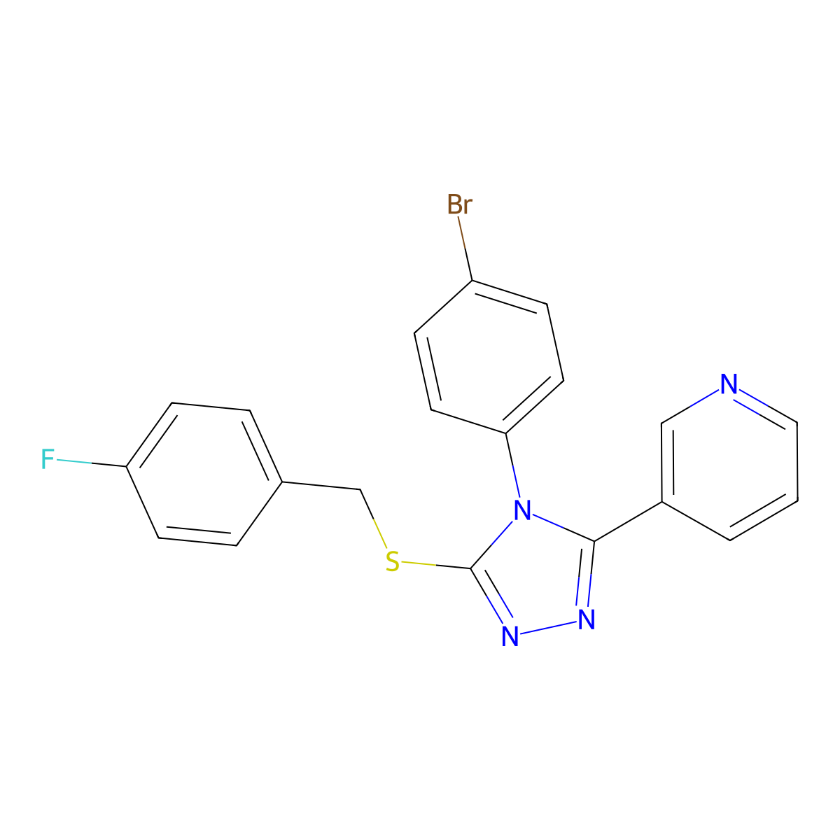 3-(4-(4-Bromophenyl)-5-((4-fluorobenzyl)thio)-4H-1,2,4-triazol-3-YL)pyridine molecular structure, CAS 477328-98-6