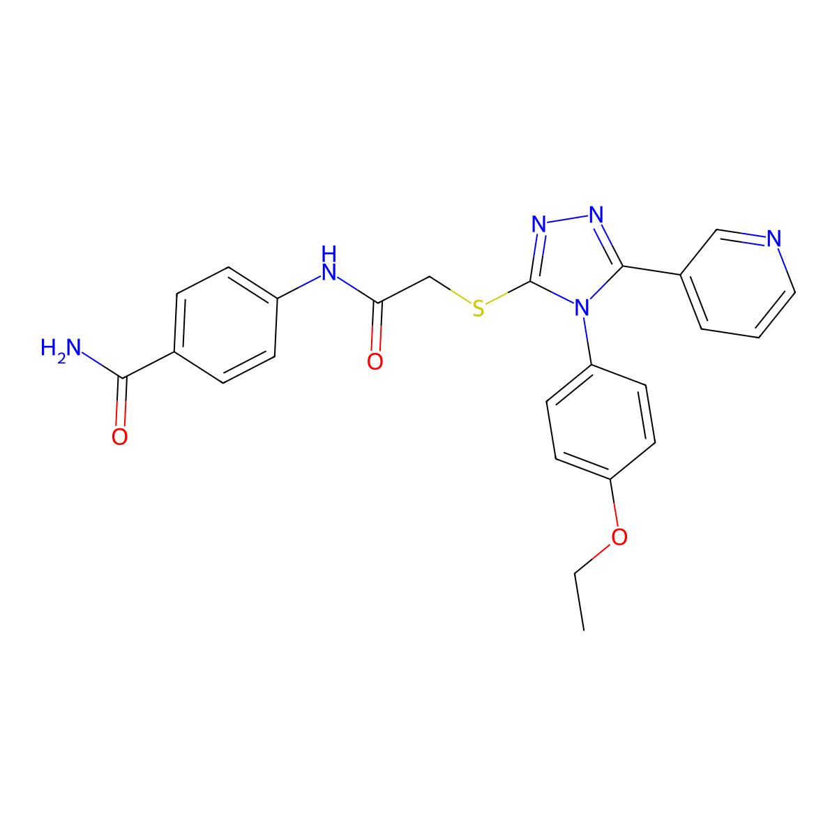 4-((((4-(4-Ethoxyphenyl)-5-(3-pyridinyl)-4H-1,2,4-triazol-3-YL)sulfanyl)acetyl)amino)benzamide molecular structure, CAS 477329-01-4