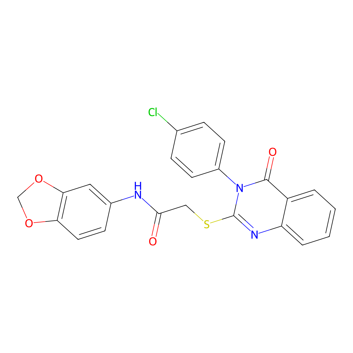 N-(1,3-Benzodioxol-5-YL)-2-{[3-(4-chlorophenyl)-4-oxo-3,4-dihydro-2-quinazolinyl]sulfanyl}acetamide molecular structure, CAS 477329-02-5