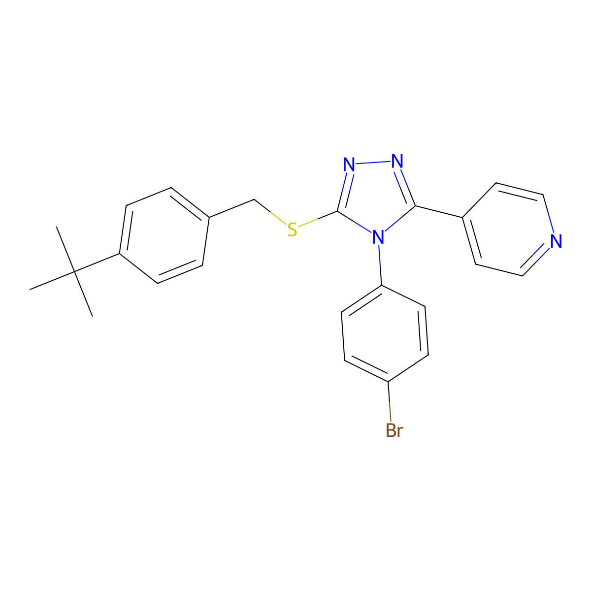 4-(4-(4-Bromophenyl)-5-((4-tert-butylbenzyl)thio)-4H-1,2,4-triazol-3-YL)pyridine molecular structure, CAS 477329-03-6