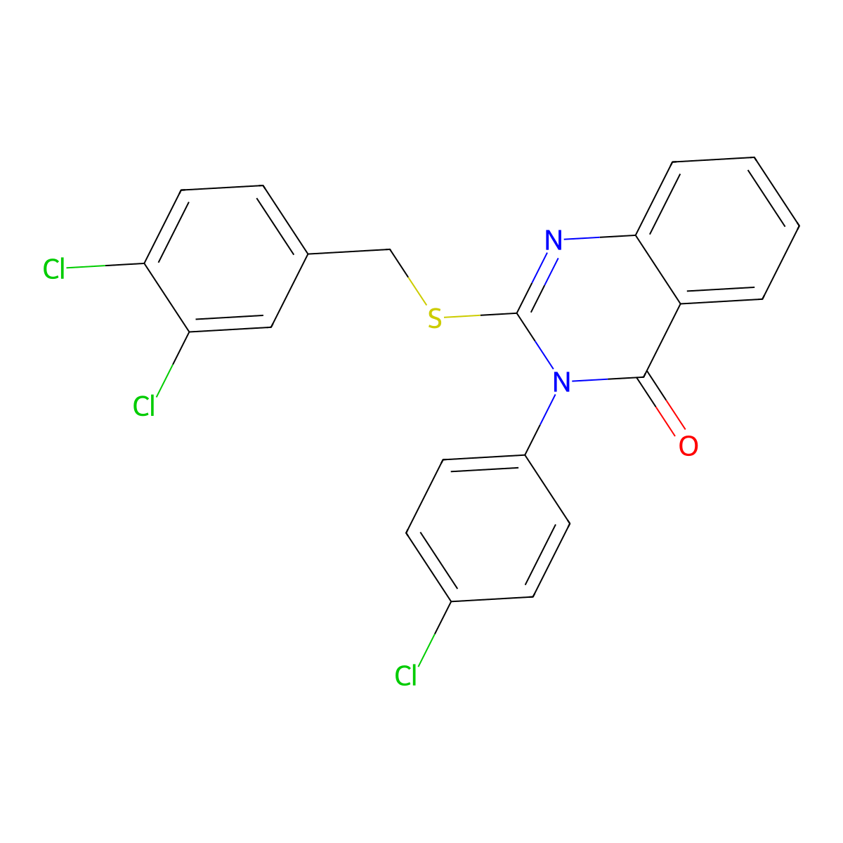 3-(4-Chlorophenyl)-2-((3,4-dichlorobenzyl)thio)-4(3H)-quinazolinone molecular structure, CAS 477329-05-8