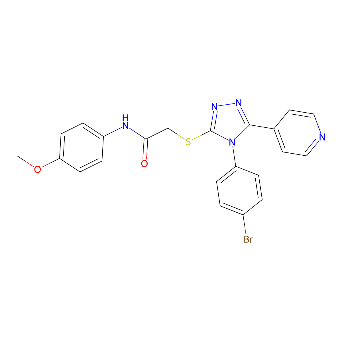 2-((4-(4-BR-PH)-5-(4-Pyridinyl)4H-1,2,4-triazol-3-YL)thio)-N-(4-meo-PH)acetamide molecular structure, CAS 477329-06-9