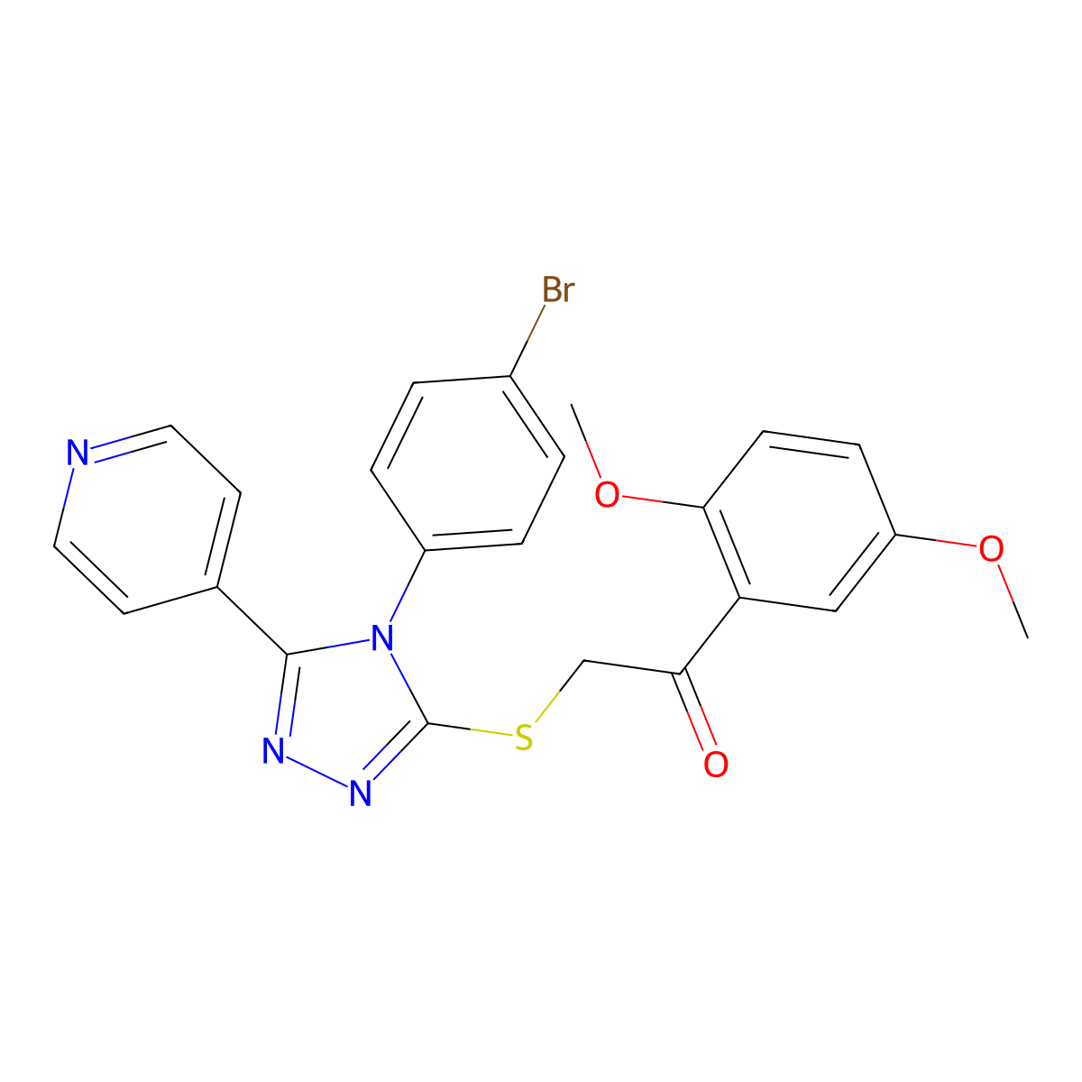 2-((4-(4-Bromophenyl)-5-(4-pyridinyl)-4H-1,2,4-triazol-3-YL)sulfanyl)-1-(2,5-dimethoxyphenyl)ethanone molecular structure, CAS 477329-10-5