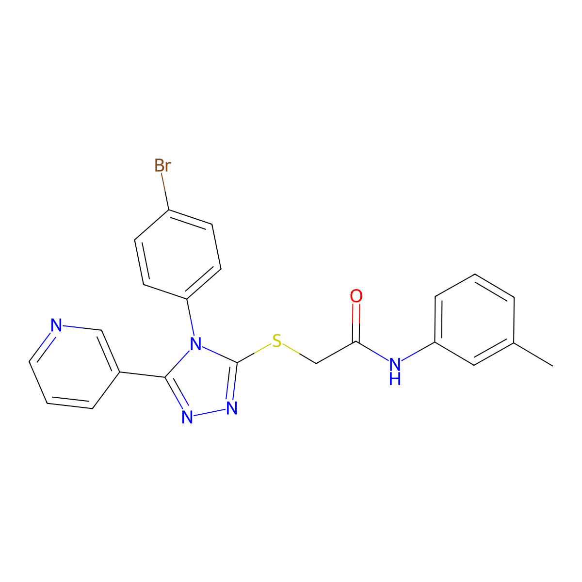 2-((4-(4-BR-PH)-5-(3-Pyridinyl)-4H-1,2,4-triazol-3-YL)thio)-N-(3-ME-PH)acetamide molecular structure, CAS 477329-12-7