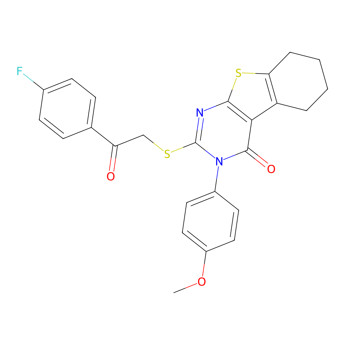 2-{[2-(4-Fluorophenyl)-2-oxoethyl]sulfanyl}-3-(4-methoxyphenyl)-5,6,7,8-tetrahydro[1]benzothieno[2,3-D]pyrimidin-4(3H)-one molecular structure, CAS 477329-18-3