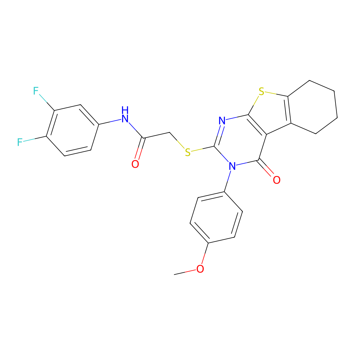 N-(3,4-Difluorophenyl)-2-((3-(4-methoxyphenyl)-4-oxo-3,4,5,6,7,8-hexahydro(1)benzothieno(2,3-D)pyrimidin-2-YL)sulfanyl)acetamide molecular structure, CAS 477329-19-4