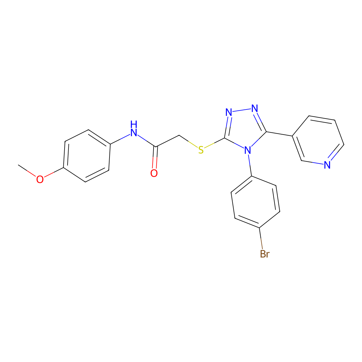 2-((4-(4-BR-PH)-5-(3-Pyridinyl)4H-1,2,4-triazol-3-YL)thio)-N-(4-meo-PH)acetamide molecular structure, CAS 477329-23-0