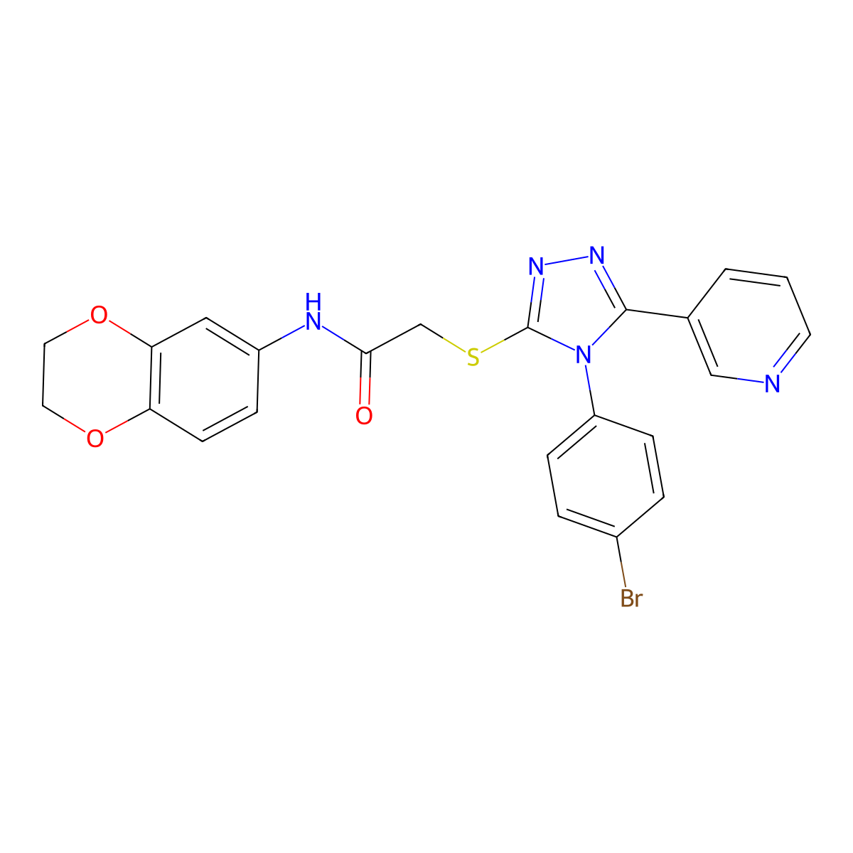 2-{[4-(4-Bromophenyl)-5-(3-pyridinyl)-4H-1,2,4-triazol-3-YL]sulfanyl}-N-(2,3-dihydro-1,4-benzodioxin-6-YL)acetamide molecular structure, CAS 477329-24-1
