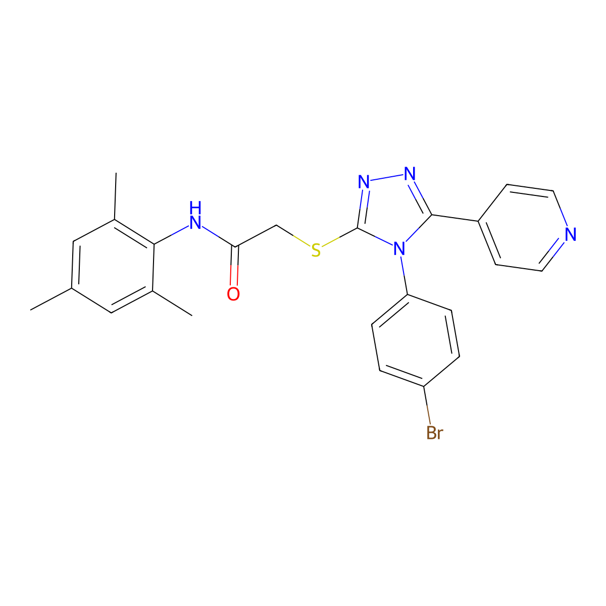 2-((4-(4-BR-PH)-5-(4-Pyridinyl)-4H-1,2,4-triazol-3-YL)thio)-N-mesitylacetamide molecular structure, CAS 477329-27-4