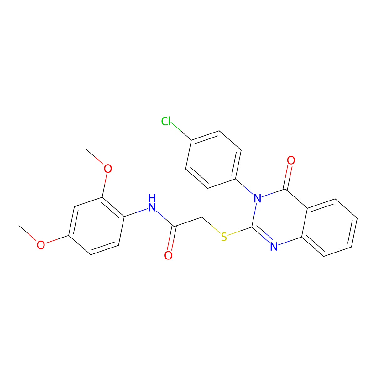 2-((3-(4-CL-PH)-4-Oxo-3,4-dihydro-2-quinazolinyl)thio)N-(2,4-DI-meo-PH)acetamide molecular structure, CAS 477329-39-8