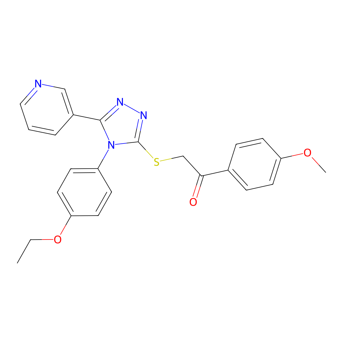 2-((4-(4-Ethoxyphenyl)-5-(3-pyridinyl)-4H-1,2,4-triazol-3-YL)sulfanyl)-1-(4-methoxyphenyl)ethanone molecular structure, CAS 477329-43-4